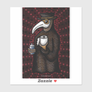 Funny Plague Doktor med Toilet Papper Klistermärken