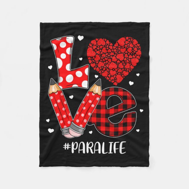 Funny Plaid Heart Love Para Life Valentine Day Chr Fleecefilt (Framsidan)
