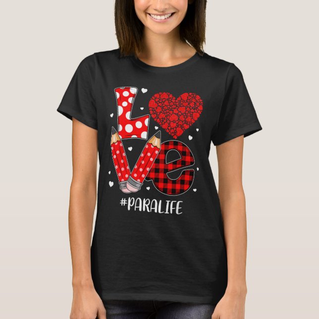 Funny Plaid Heart Love Para Life Valentine Day Chr T Shirt (Framsida)