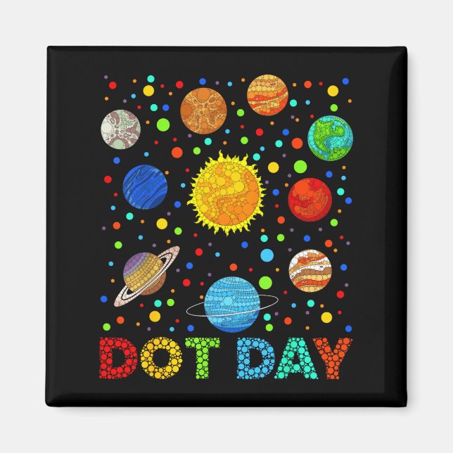 Funny Planets Polka Dot Happy Dot Day Art Student  Magnet (Framsidan)