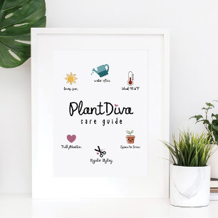 Funny Plant Diva Care Guide Plant Älskare Growing Poster