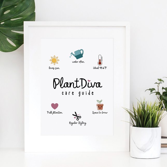 Funny Plant Diva Care Guide Plant Älskare Growing Poster (Skapare uppladdad)
