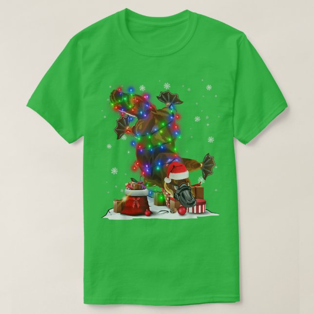 Funny Platypus Träd jul Ljus Julafton Pajama M T Shirt (Design framsida)