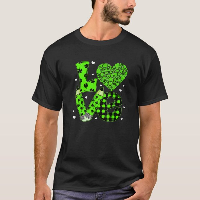 Funny Play Heart KÄRLEK St patrick's day T Shirt (Framsida)