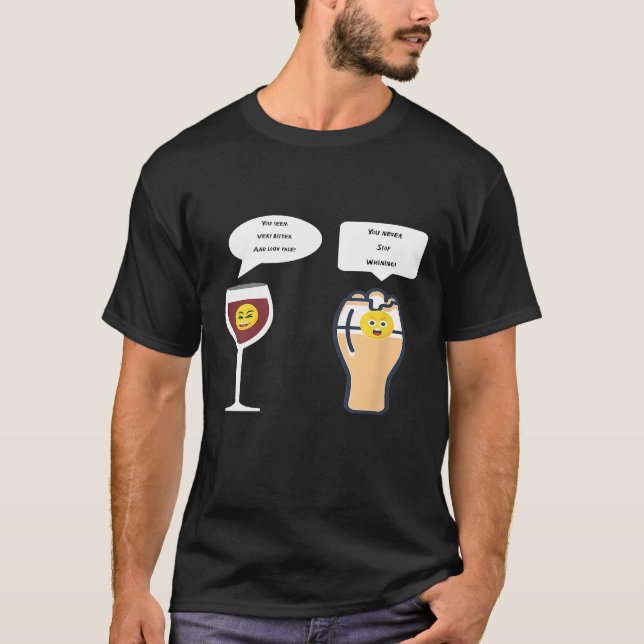 Funny Plisner Beer Red Vin Joke T Shirt (Framsida)