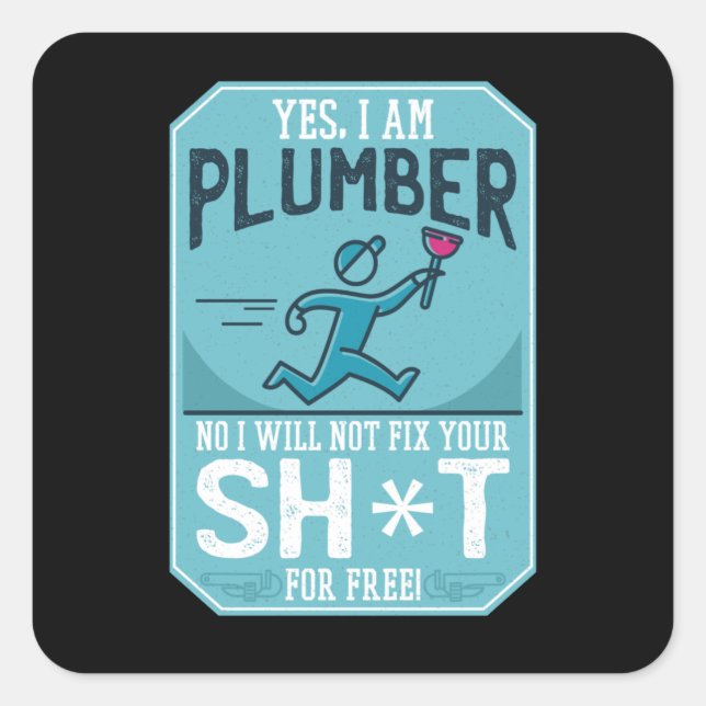 Funny Plumber Fyrkantigt Klistermärke (Framsida)