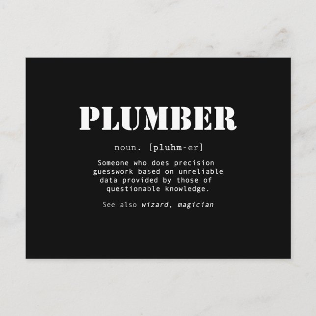 Funny Plumber Gift - lexikondefinition Vykort (Framsida)