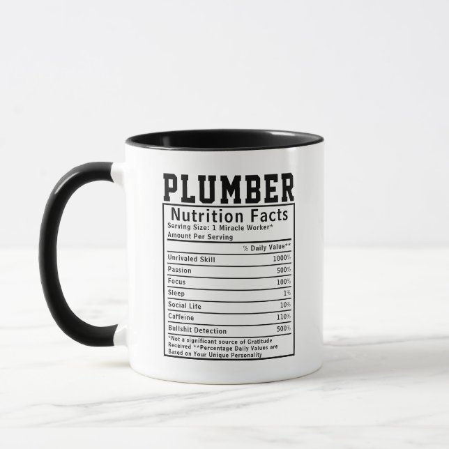 Funny Plumber Nutrition Facts Personal Worker Gift Mugg (Vänster)