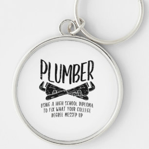 Funny Plumber Rund Silverfärgad Nyckelring