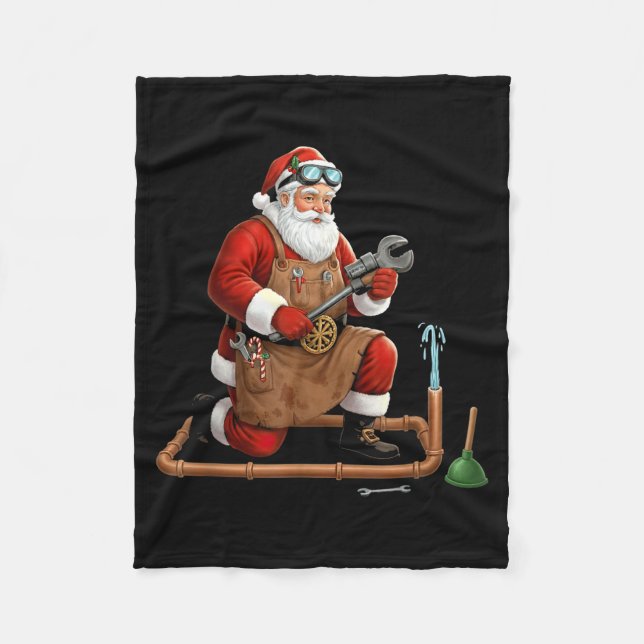 Funny Plumber Santa Christmas Graphic  Fleecefilt (Framsidan)