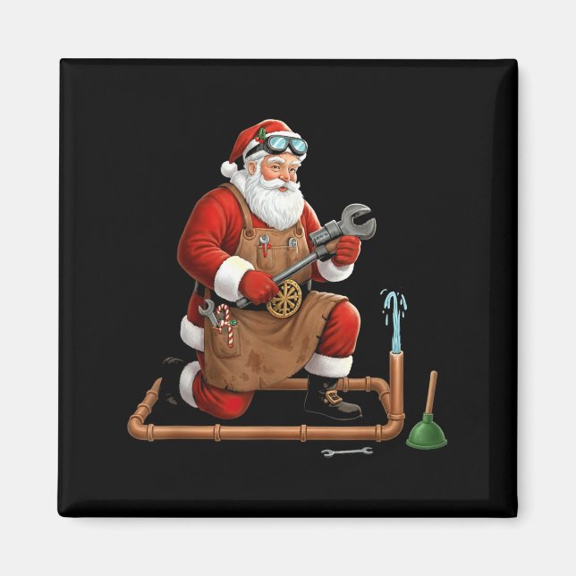 Funny Plumber Santa Christmas Graphic  Magnet (Framsidan)