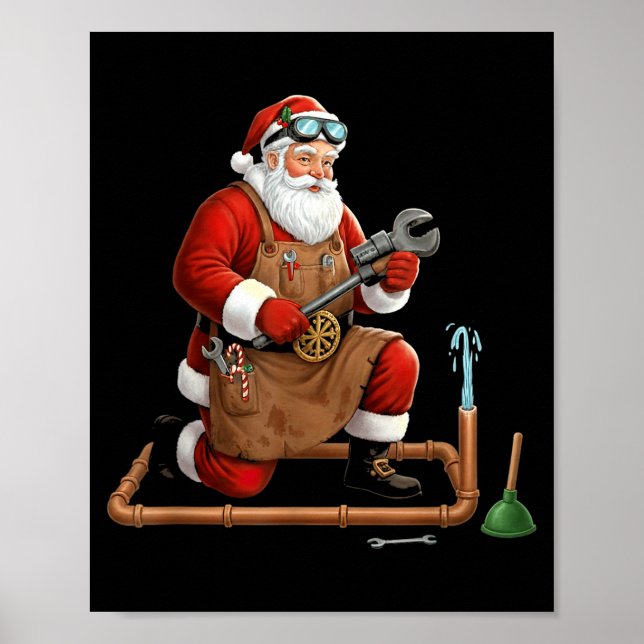 Funny Plumber Santa Christmas Graphic  Poster (Framsidan)