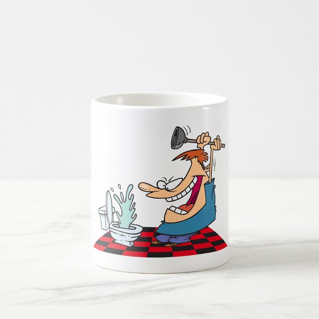 Funny Plumber with Toilet Plunge Humor Kaffemugg (Skapare uppladdad)