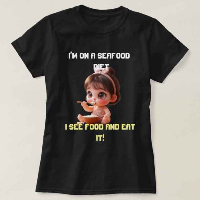 Funny Plus storlek T-Shirt | Jag ser mat och mat (Design framsida)
