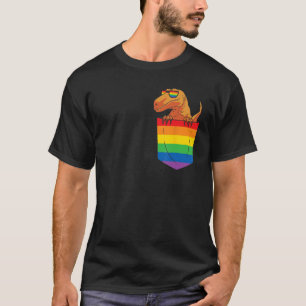 Funny Pocket dinosaur LGBT Animal Rainbow Flagga G T Shirt