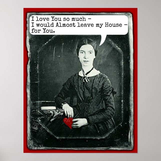 Funny Poet Emily Dickinson Valentindagen Poster (Framsidan)