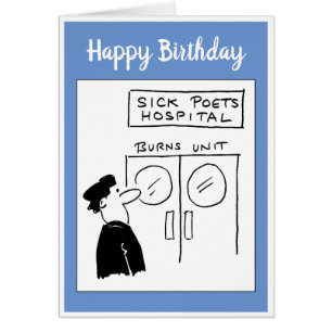 Funny Poet Hospital Tecknad Hälsningskort