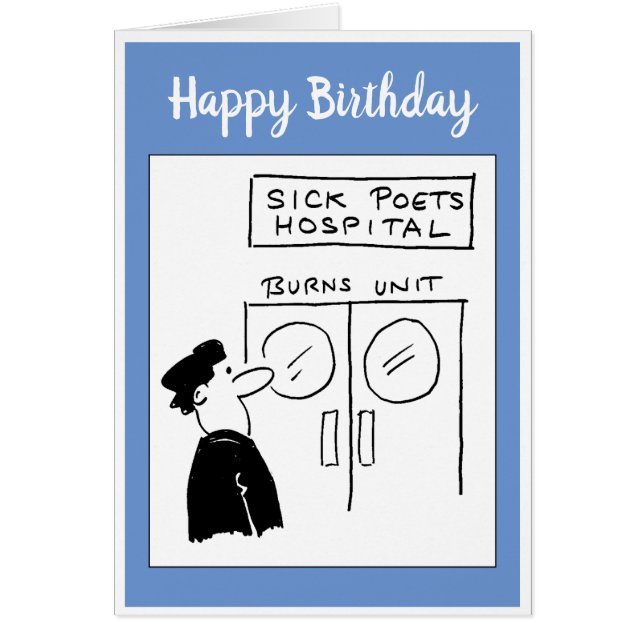 Funny Poet Hospital Tecknad Hälsningskort (Framsidan)