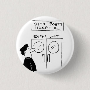 Funny Poet Hospital Tecknad Knapp