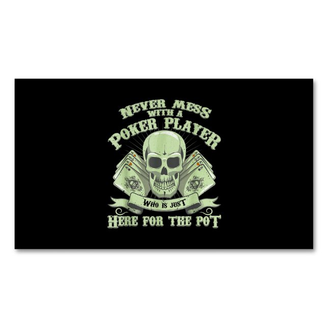 Funny Poker | Aldrig  med en spelspelare Magnetiska Visitkort (Framsida)