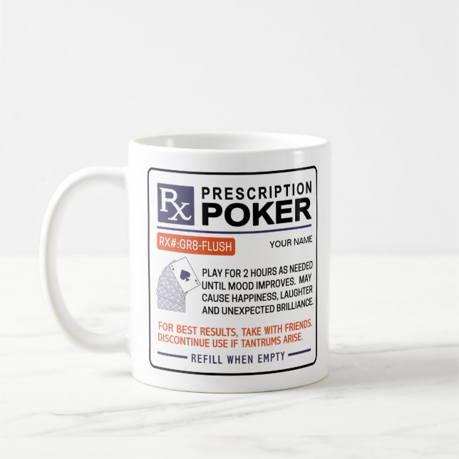 Funny Poker Mugg-förskrivningsdesign Kaffemugg (Vänster)