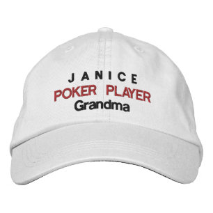 Funny POKER PLAYER Grandma A02 Broderad Keps
