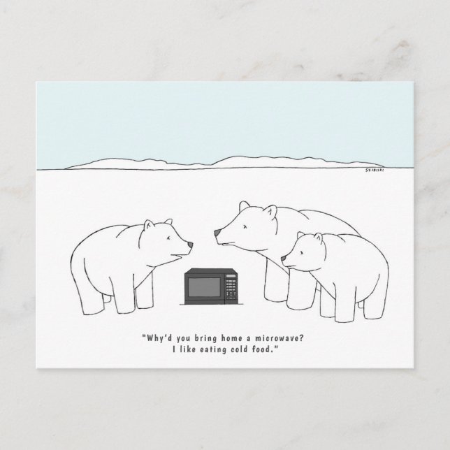 Funny Polar Bear Bild Tecknad Unge Joke Vykort (Framsida)
