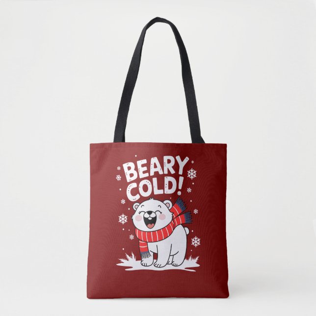Funny Polar Beary Cold Christmas Tygkasse (Framsida)