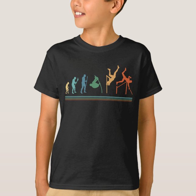 Funny Pole Vaulting Evolution Pole Vaulter T Shirt (Framsida)