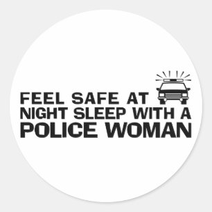 Funny polis Woman Runt Klistermärke