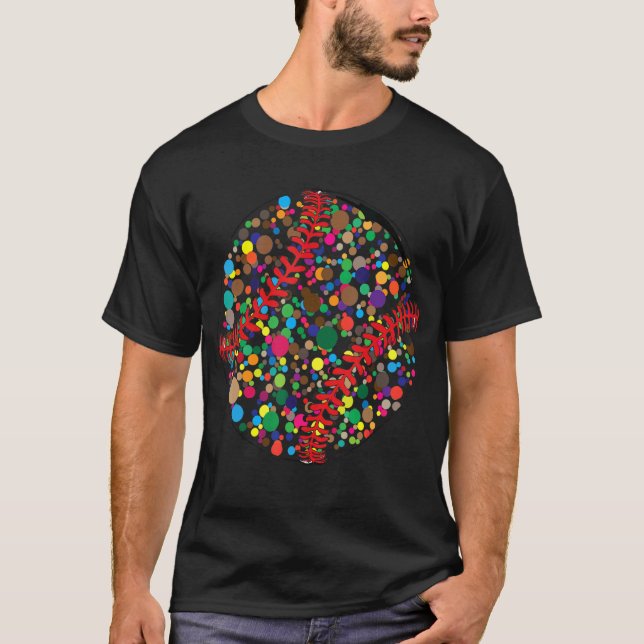 Funny Polka Dot Baseball Älskare Player Internatio T Shirt (Framsida)