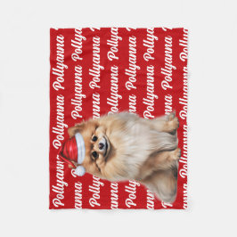 Funny Pomeranian Dog Name Pattern Christmas Fleecefilt