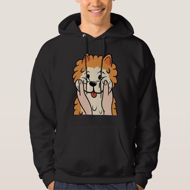 Funny Pommanian Knubbig Cheeks Hoodie (Framsida)