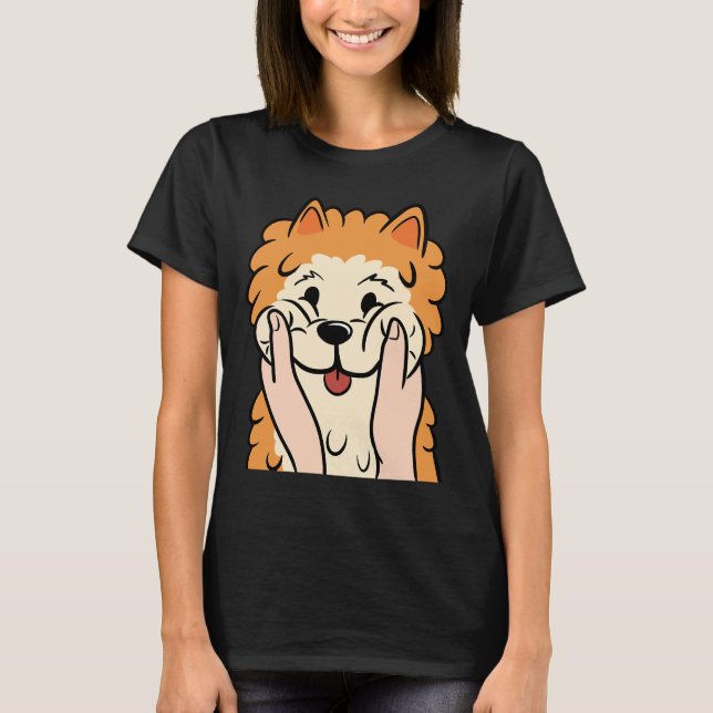 Funny Pommanian Knubbig Cheeks T Shirt (Framsida)