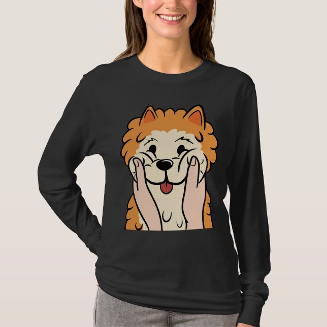 Funny Pommanian Knubbig Cheeks T Shirt (Framsida)