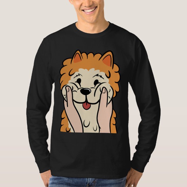 Funny Pommanian Knubbig Cheeks T Shirt (Framsida)