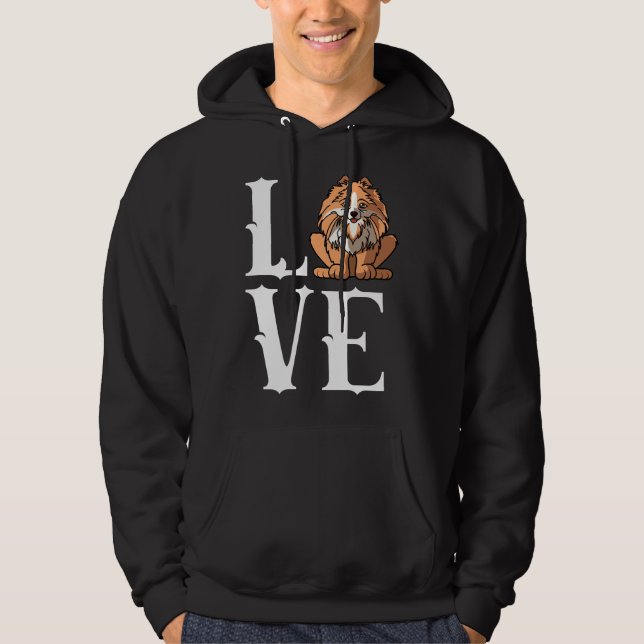 Funny Pommern Hund Mamma Pappa Kärlek R Hoodie (Framsida)