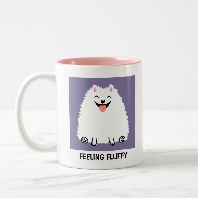 Funny Pommern känner fluffy Pom-tastisk Anpassning Två-Tonad Mugg (Vänster)