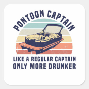 Funny pontooning Gift Pontoon Kapten Fyrkantigt Klistermärke