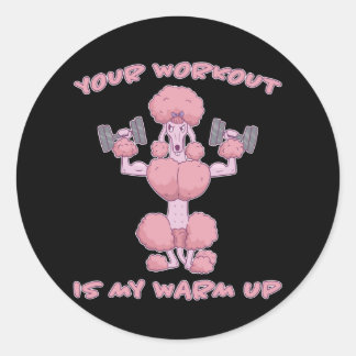 Funny Poodle Fitness Training Workout Runt Klistermärke