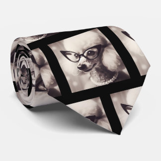 Funny Poodle with Glasses Nerd Neck Tie Slips