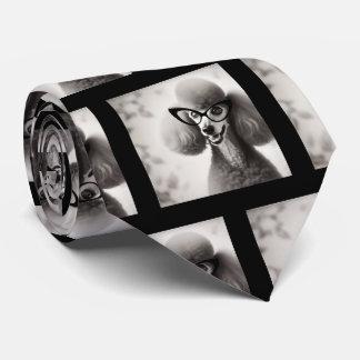 Funny Poodle with Glasses Nerd Neck Tie Slips