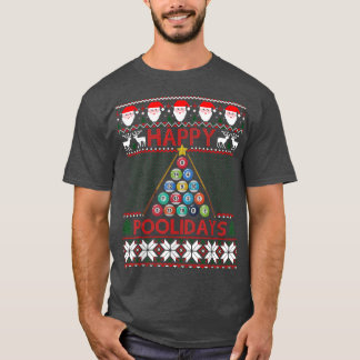 Funny Pool Christmas Tree Billiards Ugly Sweater  T Shirt