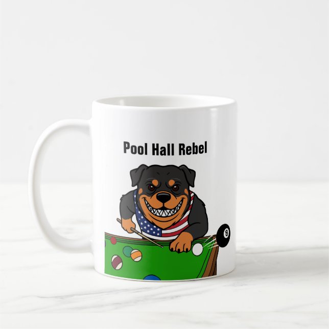 Funny Pool Hall Rebel Rottweiler Coffee Mugs Kaffemugg (Vänster)