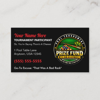 Funny Pool Tournament Prize Fund Contributor Gag