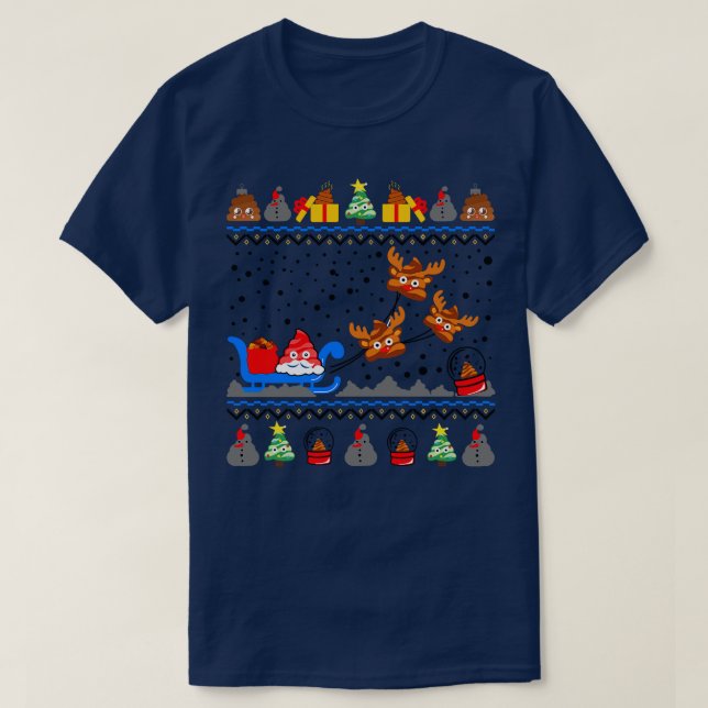 Funny Poop Emoji julsötare T Shirt (Design framsida)
