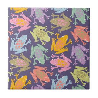Funny pop art tropical frogs pattern. kakelplatta