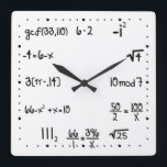 Funny Pop Quiz Math Genius<br><div class="desc">Lustigt math-geniets väggklocka. Enkel matteekvationsmur. Pop Quiz. Underbar gåva till matematikguiden. Vit krita med svart bakgrund. elpgeek</div>