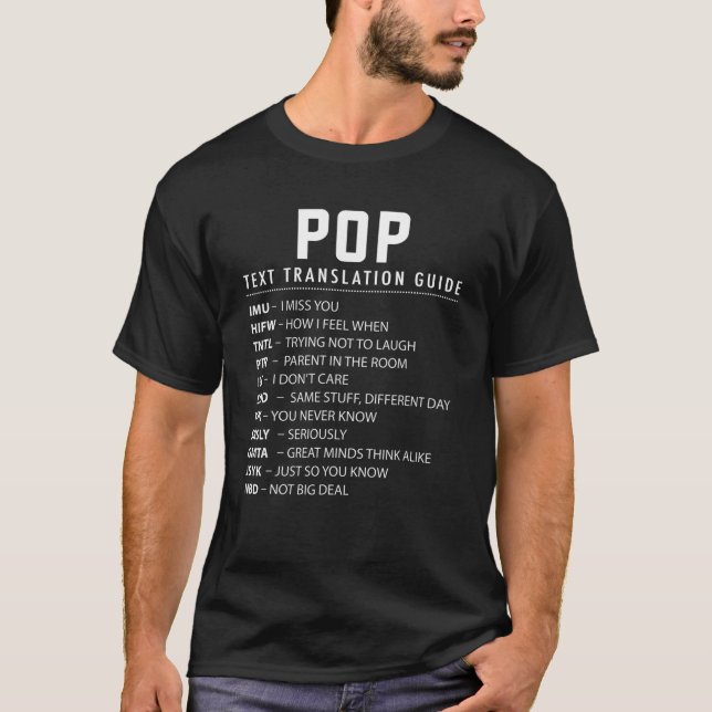 Funny Pop Text Slang Acronyms Translation Guide fo T Shirt (Framsida)