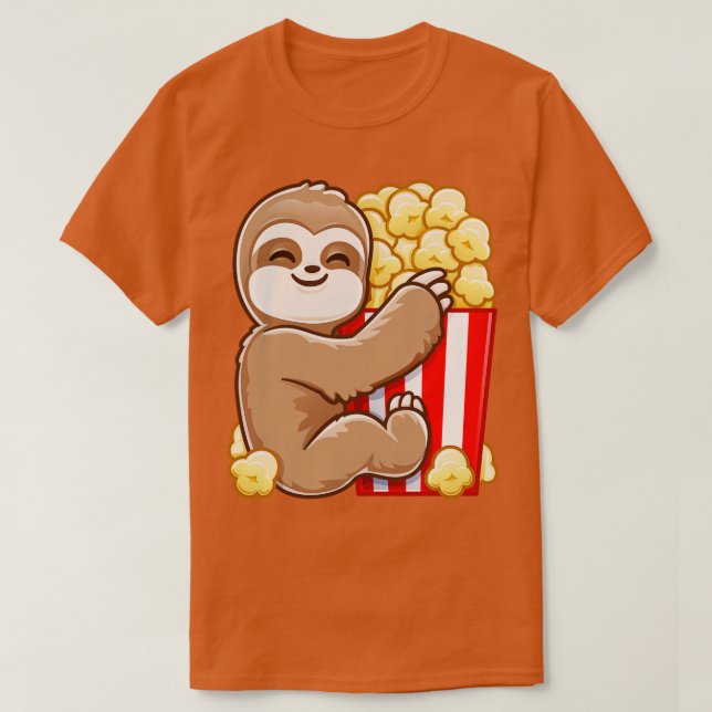 Funny Popcorn Lazy Chill Cute Sloth T Shirt (Design framsida)